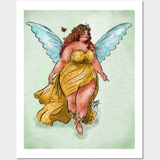 Pretty chubby spring fairy (with background) Posters and Art